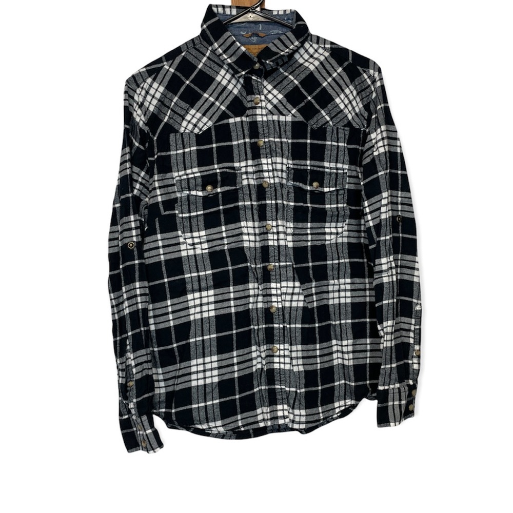 Jachs Girlfriend Black & White Plaid Long Sleeve Button Down Shirt‎ Size M